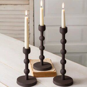 Laurel Cast Iron Candle Holders For Taper Candles - Set of 3/NWT